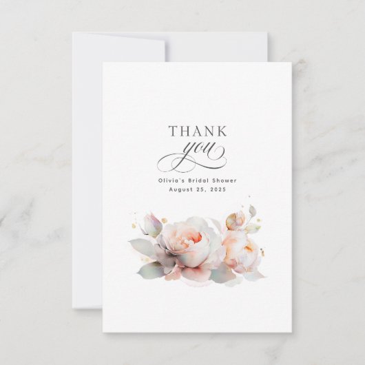 Bruiloft Bedanken met Bloemmotief Bedankkaart (Voorkant)