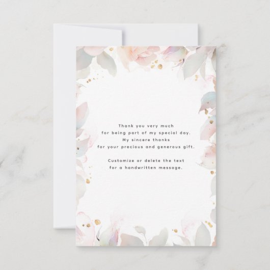 Bruiloft Bedanken met Bloemmotief Bedankkaart (Achterkant)