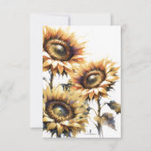 Bruiloft bedankkaarten geel zonnebloemen bedankkaart (Achterkant)