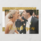 bruiloft bedankt bruidegom foto gouden faux folie (Voorkant / Achterkant)