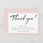 BRUILOFT BEDANKT inkt kalligrafie zwart blush roze (Voorkant / Achterkant)