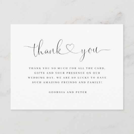 bruiloft bedankt je creditcardbericht elegant briefkaart (Voorkant)