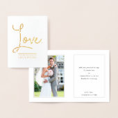 BRUILOFT BEDANKT paar pasgetrouwd modern script li Folie Kaarten (Display)