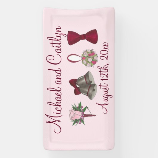 Bruiloft Bells Bloemen Bow Stropdas Bruids Rose Bo Spandoek (Verticaal)