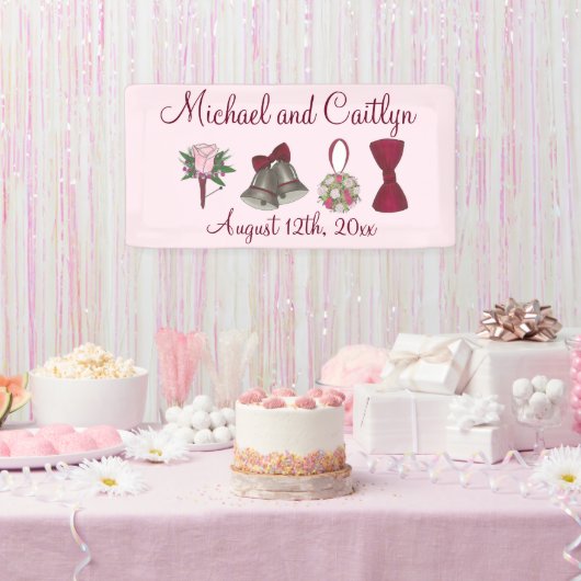 Bruiloft Bells Bloemen Bow Stropdas Bruids Rose Bo Spandoek (Feest)