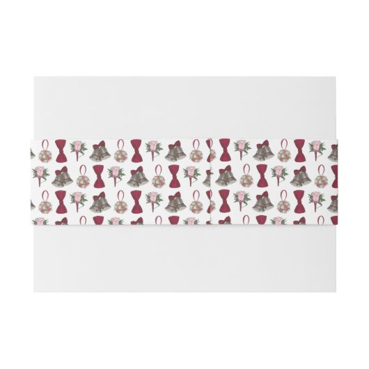 Bruiloft Bells Bloemen Bow Stropdas Bruids Rose Bo Uitnodigingen Wikkel (Achterkant Voorbeeld)