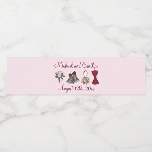 Bruiloft Bells Bloemen Bow Stropdas Bruids Rose Bo Waterfles Etiket (Enkel label)