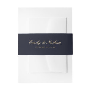 Bruiloft Belly Band Elegant Goud Marine Uitnodigingen Wikkel