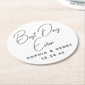 Bruiloft beste dag ooit modern elegant ronde kartonnen onderzetter (Gebogen)