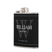 Bruiloft Beste Man Gift Script Naam Cool Chic Zwar Heupfles (Links)