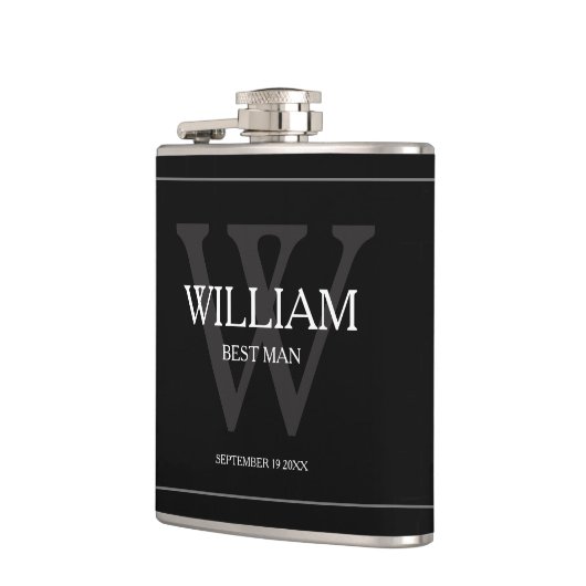 Bruiloft Beste Man Gift Script Naam Cool Chic Zwar Heupfles (Links)