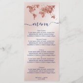 Bruiloft Bestemming Goud Glitter Wereldkaart Hart Menu (Voorkant)