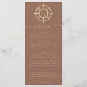 Bruiloft Bestemming Goud Kompas Monogram Menu