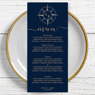 Bruiloft Bestemming Goud Kompas Monogram Menu