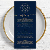 Bruiloft Bestemming Goud Kompas Monogram Menu