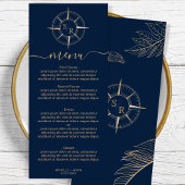 Bruiloft Bestemming Goud Kompas Monogram Menu