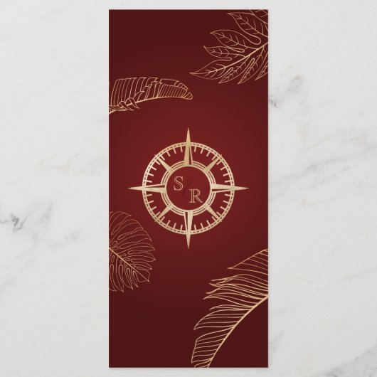 Bruiloft Bestemming Goud Kompas Monogram Menu (Achterkant)