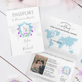 Bruiloft Bestemming Paspoort Blue Crest Monogram