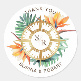 Bruiloft Bestemming Paspoort Kompas Dank u Ronde Sticker
