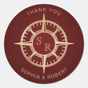 Bruiloft Bestemming Paspoort Kompas Dank u Ronde Sticker
