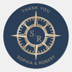 Bruiloft Bestemming Paspoort Kompas Dank u Ronde Sticker
