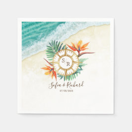 Bruiloft Bestemming Paspoort Kompas Dank u Servet