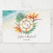 Bruiloft Bestemming Paspoort Kompas Dank u Sparkling Wijnetiket (Enkel label)