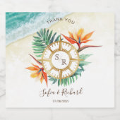 Bruiloft Bestemming Paspoort Kompas Dank u Sparkling Wijnetiket (Enkel label)