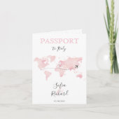 Bruiloft Bestemming Paspoort Roze Wereldkaart Marm (Voorkant)