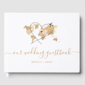 Bruiloft Bestemming Paspoort Wereldkaart Dank u Gastenboek (Voorkant)