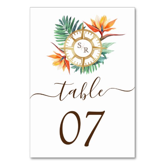 Bruiloft Bestemming Wereldkaart Kompas Monogram Kaart (Voorkant)