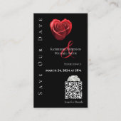Bruiloft Bewaar de Date-QR code-Heart Shaped Roos- Visitekaartje (Voorkant)