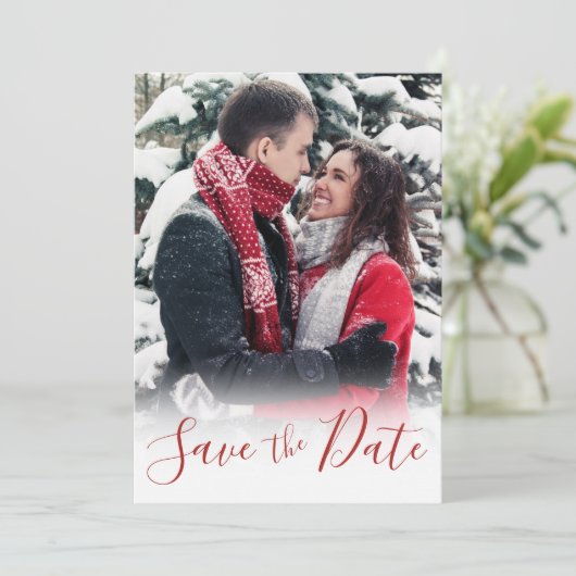 Bruiloft Bewaar de datum Aangepaste foto Verticaal Feestdagenkaart (Staand voorkant)