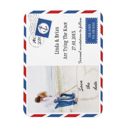 Bruiloft Bewaar de datum Airmail Envelope Magnet Magneet (Verticaal)