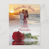 Bruiloft Bewaar de datum Chique Roos Foto Overlay Aankondigingskaart (Voorkant)