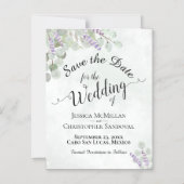 Bruiloft Bewaar de datum Eucalyptus & Lavendel Bla Magnetische Uitnodiging (Voorkant)