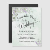 Bruiloft Bewaar de datum Eucalyptus & Lavendel Mun Magnetische Uitnodiging (Voorkant / Achterkant)