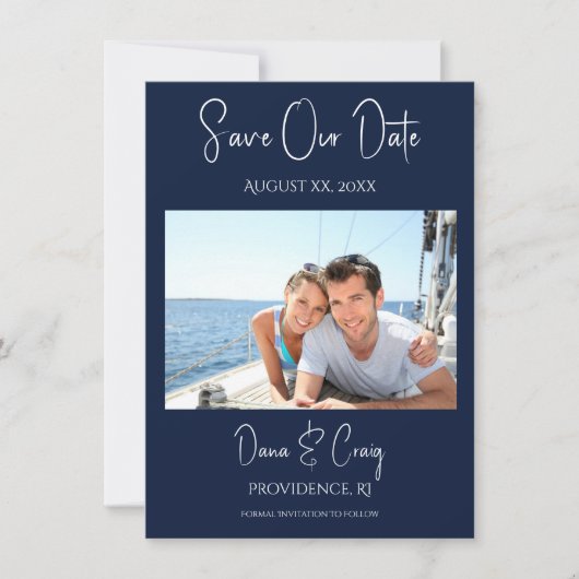Bruiloft Bewaar de datum Foto Nautische Marine Kaart (Voorkant)