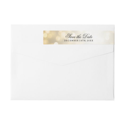 Bruiloft Bewaar de datum Gold Glitter Lights (Achterkant)