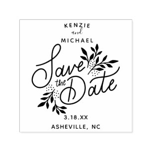 Bruiloft Bewaar de datum  Hand getrokken Botanisch Zelfinktende Stempel