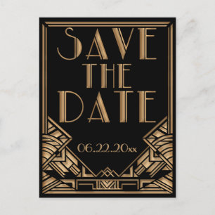 Bruiloft Bewaar de datum in een Art Deco Gatsby st Aankondigingskaart