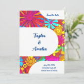 Bruiloft Bewaar de datum Kleurrijke Bloemen Kaart (Staand voorkant)