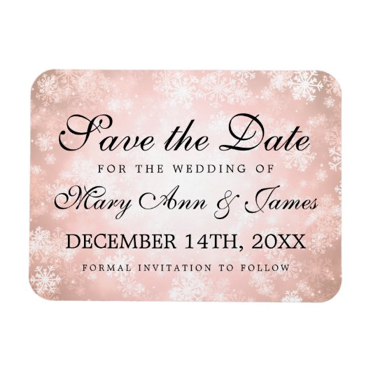 Bruiloft Bewaar de datum Koper Winter Wonderland Magneet (Horizontaal)