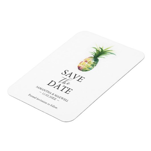 Bruiloft Bewaar de datum Magneten Ananas (Linkerzijde)