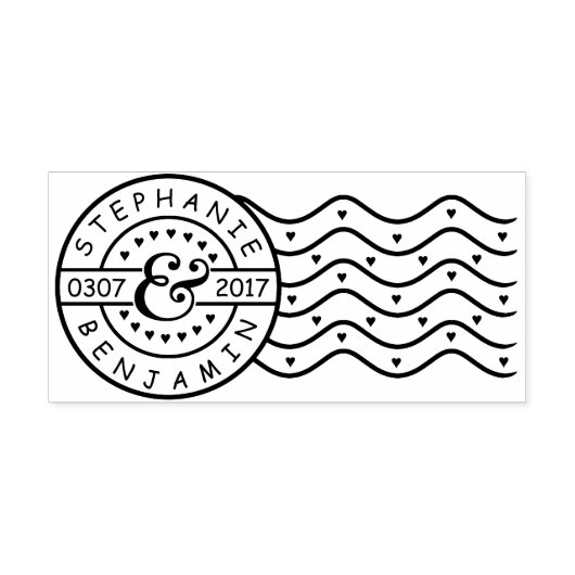 Bruiloft Bewaar de Datum Mail Postmark | Namen toe Zelfinktende Stempel (Design)