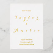 Bruiloft Bewaar de datum Minimaal Echt Goud Folie Uitnodiging (Voorkant)