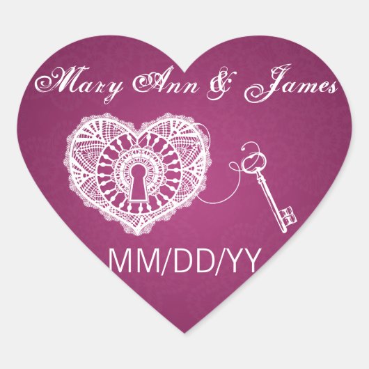Bruiloft Bewaar de datum sleutel tot mijn hart roz Sticker (Voorkant)