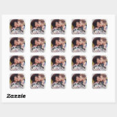 Bruiloft Bewaar onze datum Foto Modern Script Mono Vierkante Sticker (Vel)