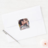 Bruiloft Bewaar onze datum Foto Modern Script Mono Vierkante Sticker (Envelop)