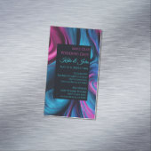 Bruiloft Bewaar onze Datum- Modern Blauw en Roze- Magnetisch Visitekaartje (Voorbeeld)